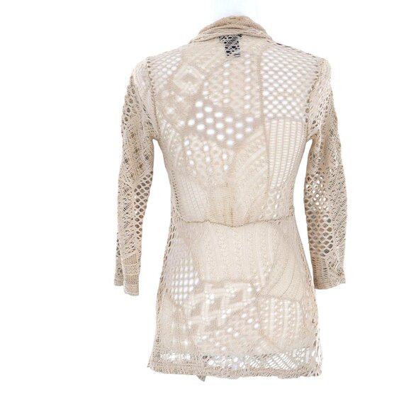 Wet Seal Waterfall Cardigan Womens S Beige Fairycore Boho Beach Cottage Feminine - Picture 4 of 10